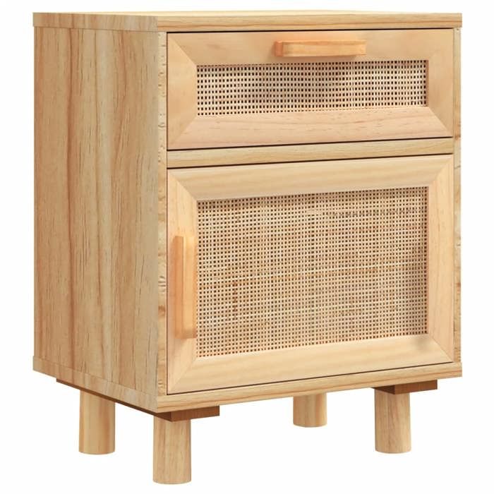 VidaXL Table de chevet Marron Bois de pin massif et rotin naturel 345610