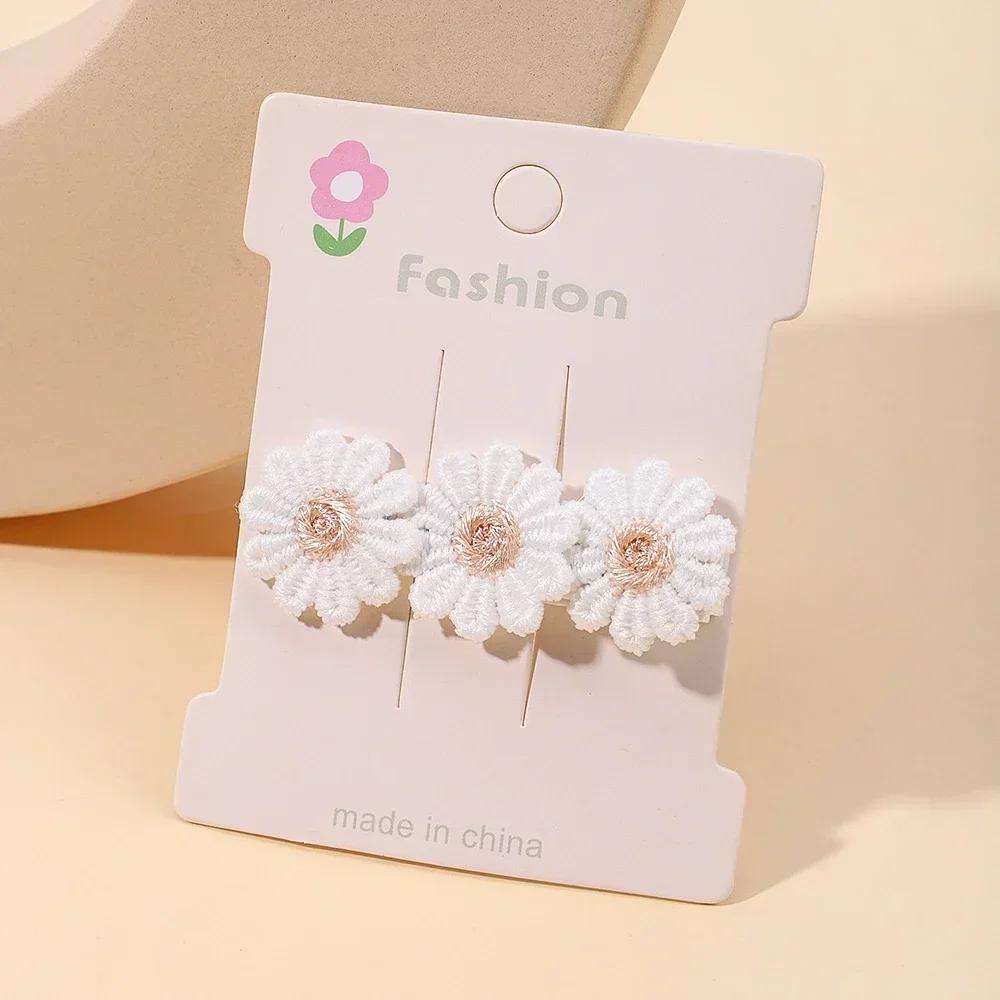 1/2/5 set Ins Daisy Flower Hair Clips Baby Girl Hairpins for Kids Lace White Barette Princess Hooks Infant Accessories Korean