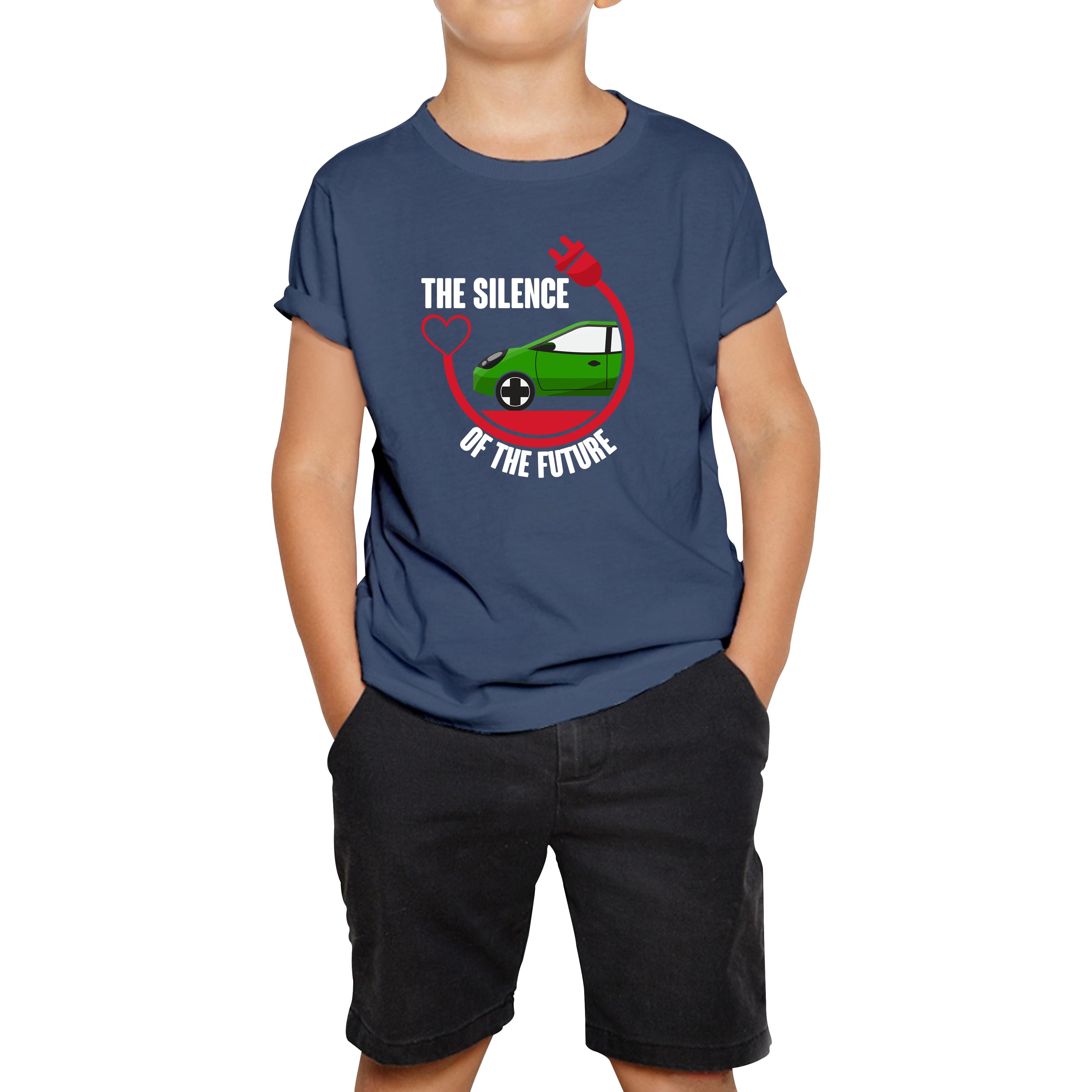 The Silence Of the Future Funny Heart Electric Futuristic Car Kids Tee 120