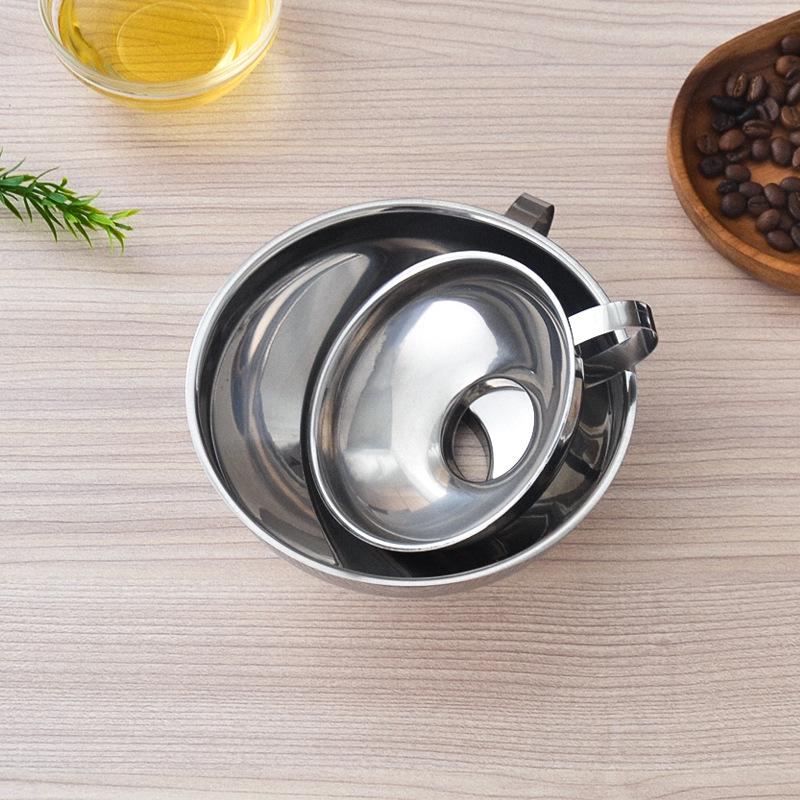 Stainless Steel Wide Mouth Funnel - Easy to Clean Oil, Wine, Salad Dressing, Jam Funnel