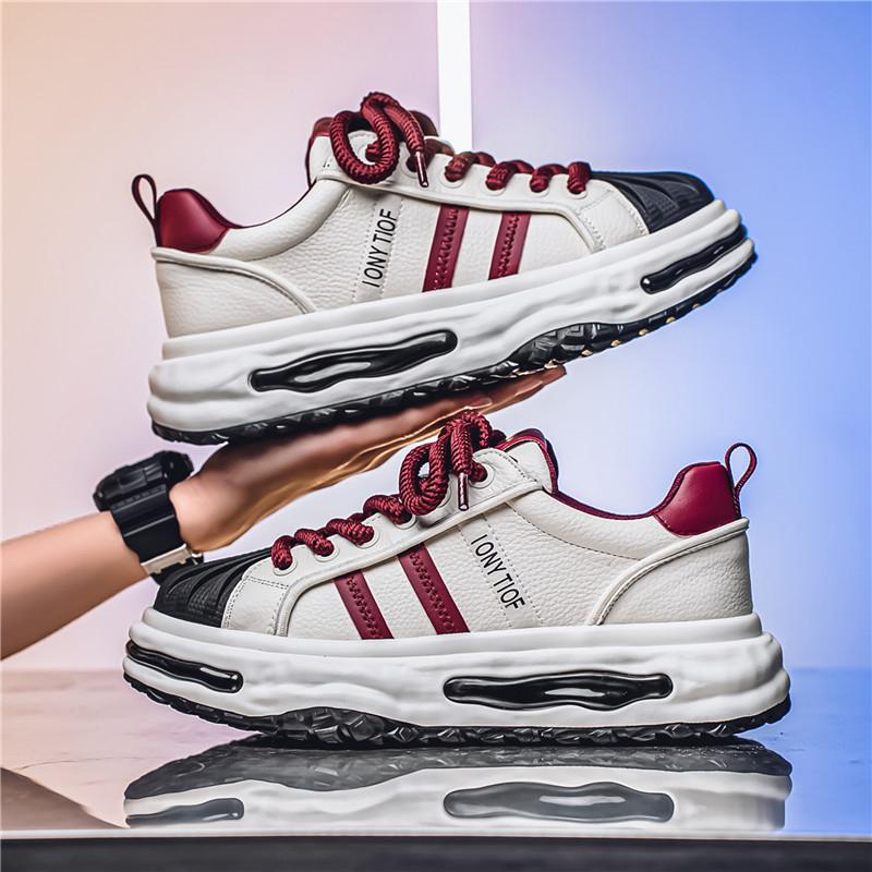 

Новые модные мужские кроссовки Four Seasons с толстой подошвой для студентов и мальчиков, трендовые кроссовки с мягкой подошвой, дышащие, повседневные кроссовки для бега 44 красный/бежевый