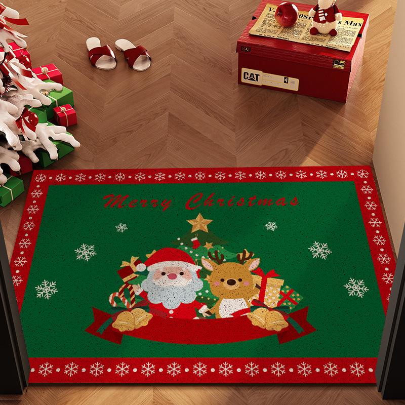 Christmas Loop Pile Non-slip Doormat: Wear-resistant, Cuttable, Ideal for Home Entrances