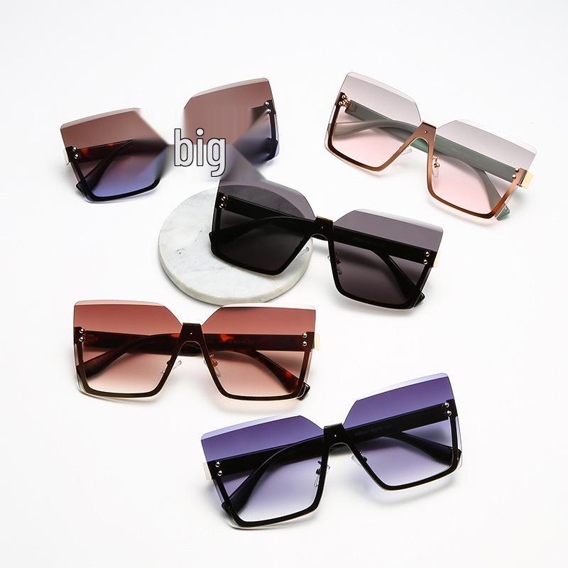 New Women's Semi-Rimless Metal Sunglasses - Trendy One-Piece Cut-Edge Design, UV Protection