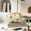 1Pcs Cute Quilted Makeup Bag Floral Bow Large Capacity Cosmetic Bag Makeup Pouch Women Girls