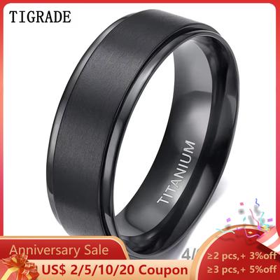 Anello in Titanio Nero Tigrade 4/6/8/10mm Anello Nuziale Spazzolato da Uomo Anelli di Fidanzamento da Donna Colore Argento Bague Femme anello gioielli