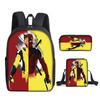 Deadpool 3pcs Student School Bag Backpack Lunch Bags Pencil Case Gifts Kids