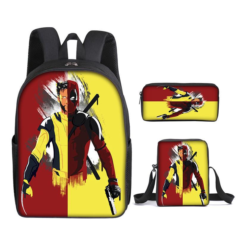 Deadpool 3pcs Student School Bag Backpack Lunch Bags Pencil Case Gifts Kids