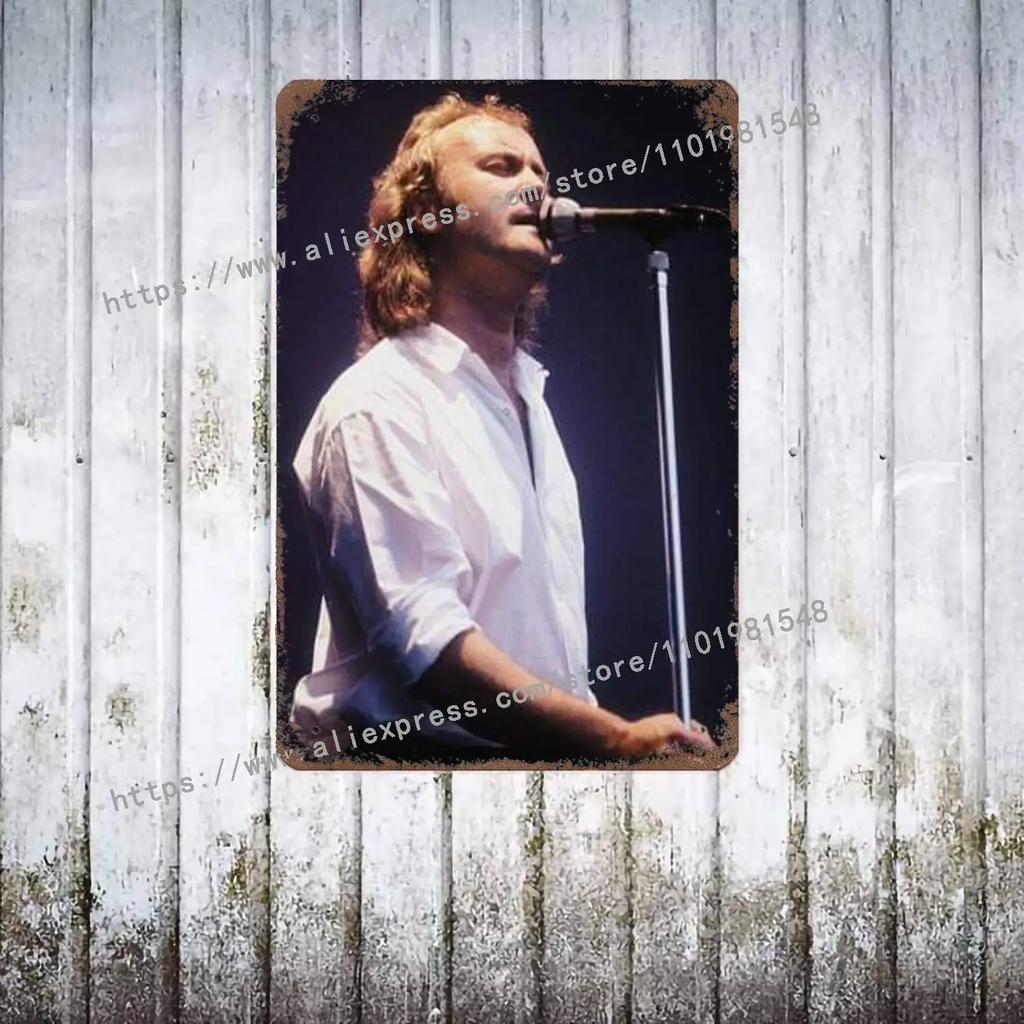 Phil Collins Drummer Metal Decor Poster Vintage Tin Sign Metal Sign Decorative Plaque for Pub Bar Man Cave Club Wall Decoration