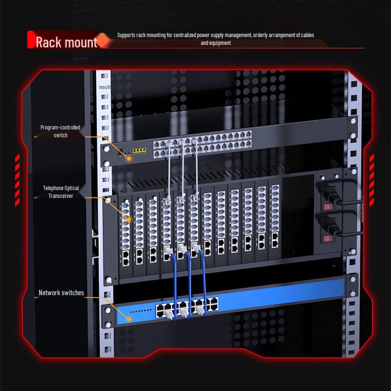 Fenghuo Weishi 8-Channel Telephone & 2-Port Gigabit Optical Transceiver