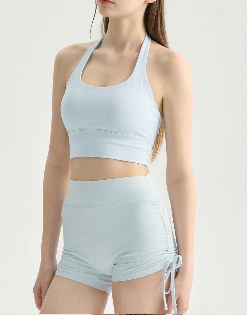 Women's Twisted Back Halter Yoga Tank With Built-in Bra Pads, Slimming Cropped Top for Pilates & Fitness