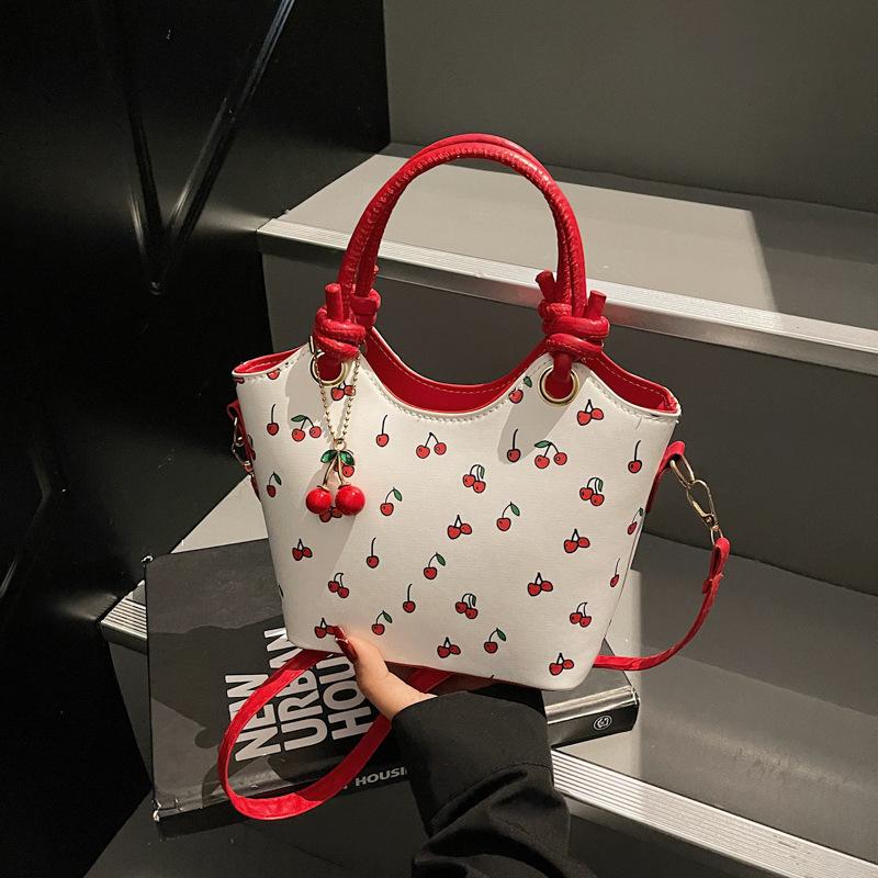 New trendy girl fashion cute pendant large capacity printing texture single shoulder underarm handbag bag