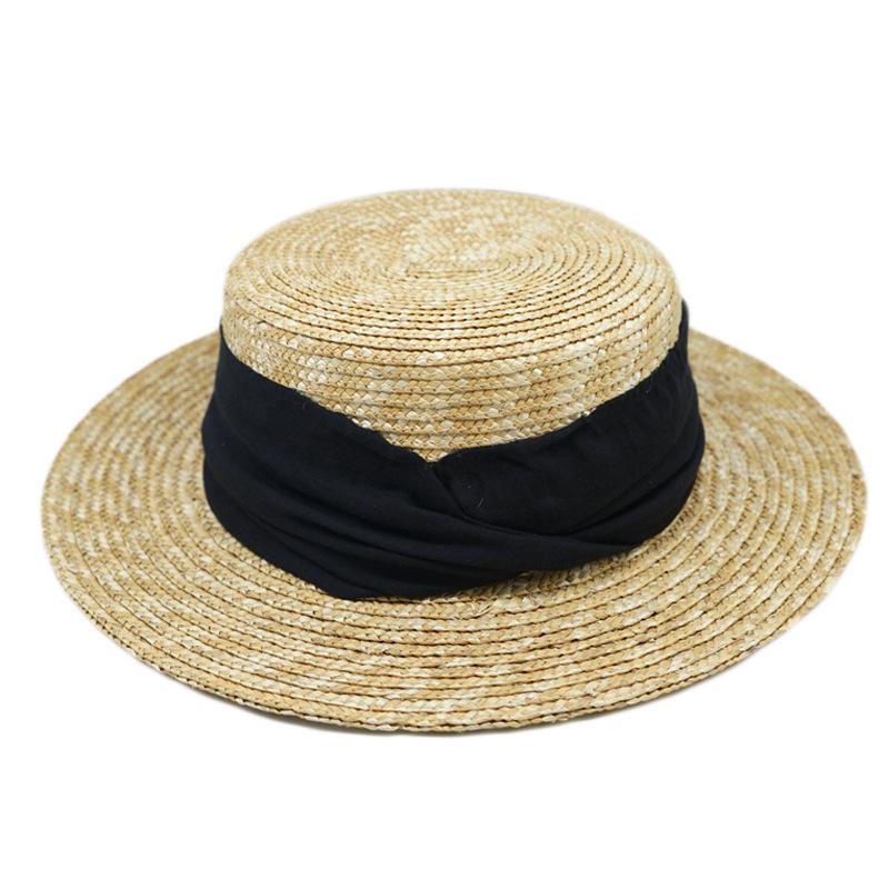 Foreign Trade French Retro Japanese Straw Flat Top Top Top Hat Men And Women Summer Panama Wide Brim Straw Hat Shading Holiday Beach