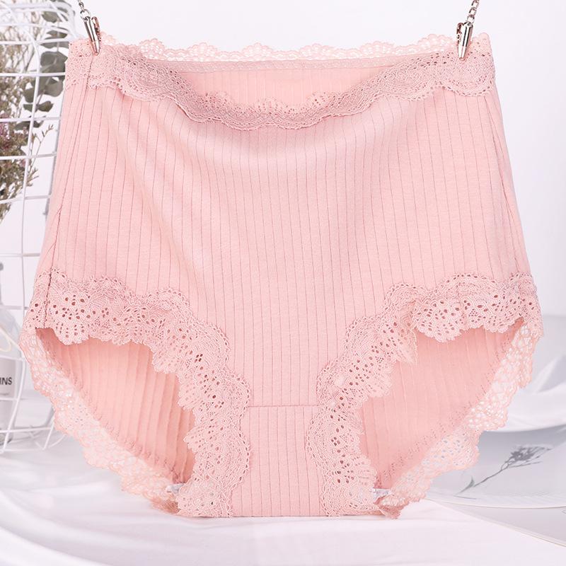 Women's Plus Size Solid Color Threaded Lace Lace Birth Year Big Red Triangle Panties