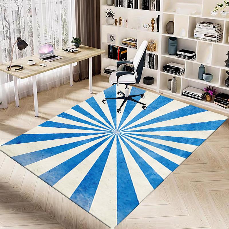 1PC Blue Stripes Sunburst Extra Large Non Slip Floor carpet, Office, family, bedroom Large Area Rug Indoor Rugs, Vibrant Colors