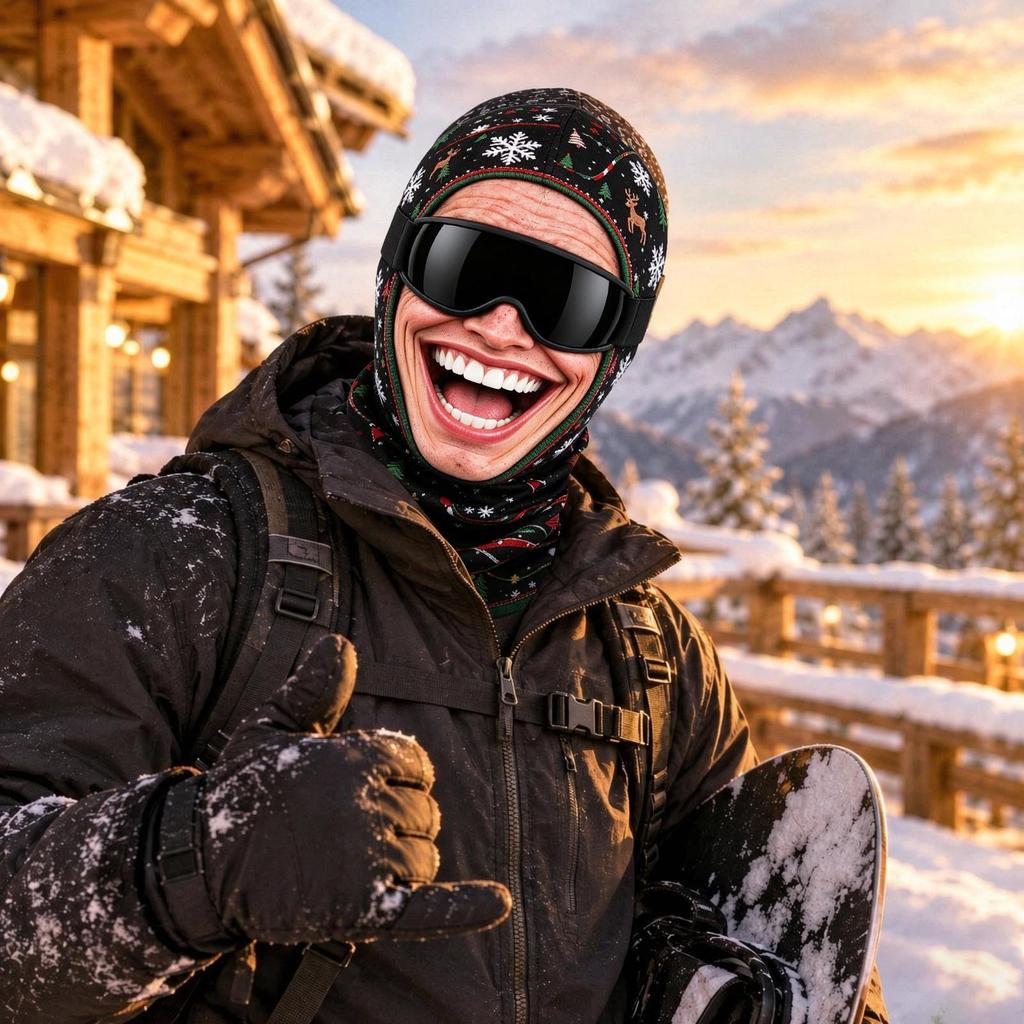 Maschera da sci integrale novità con stampa 3D di vecchio, antivento invernale per il freddo, occhiali da sole non inclusi