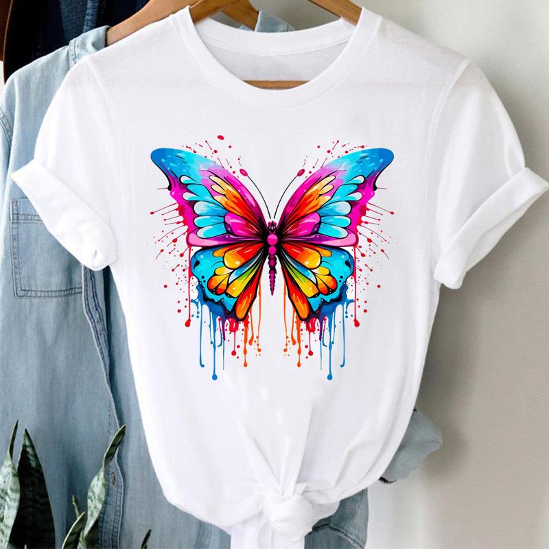 (Asian Size)  Clothing Tee  Sweet Flower Letter 90s Print Lady T Shirt Fashion Women Casual Top Short Sleeve Female Graphic T-shirts