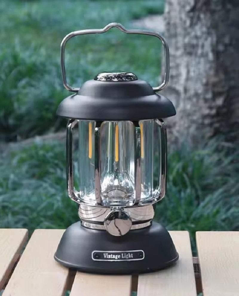 Outdoor Camping Lantern Portable USB Rechargeable Lamp Retro LED Light For Emergency Fishing Hiking Tent Nightlight Waterproof
