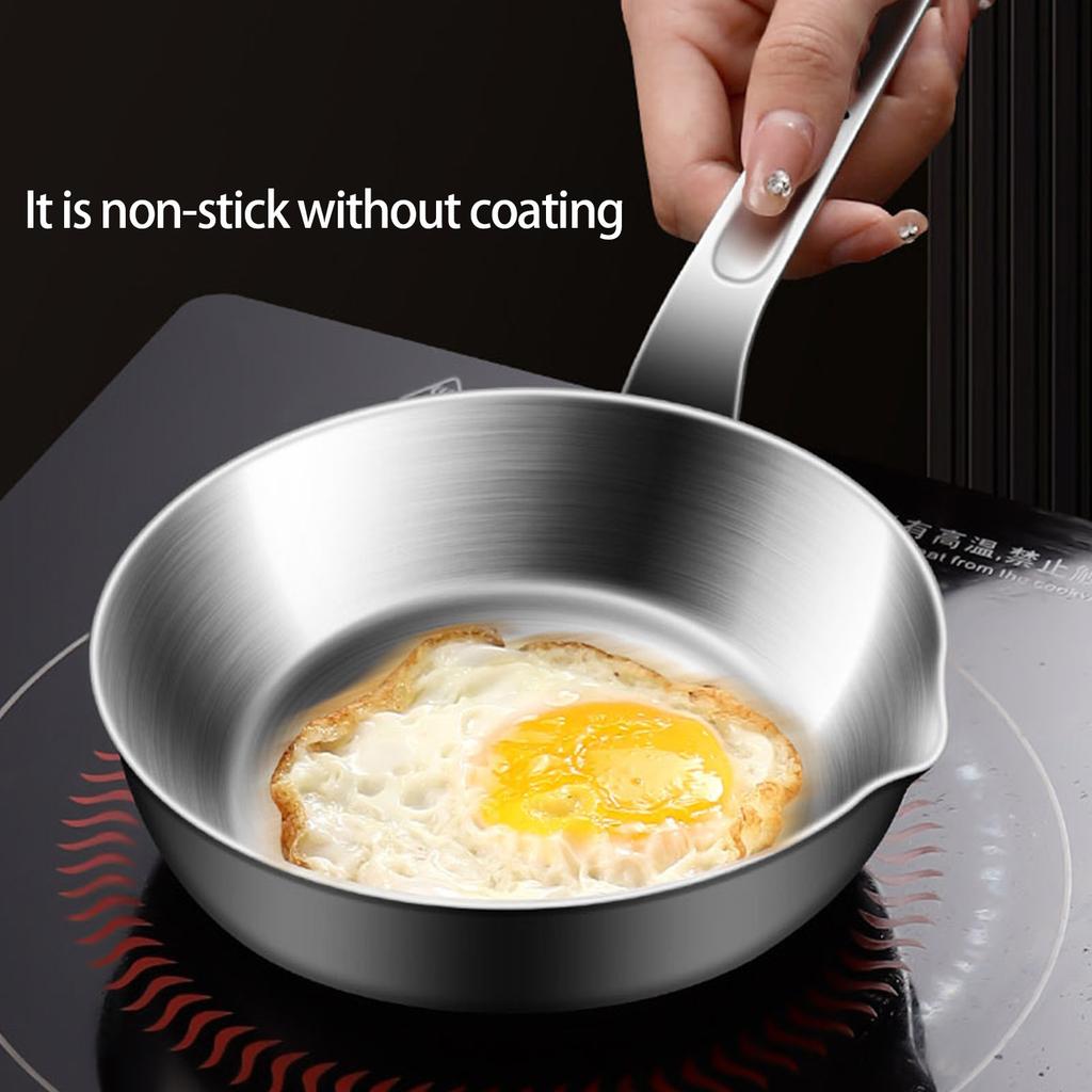Space Saving Small Stainless Steel Skillets For Butter Melting Miniature Saucepan with Spout Ergonomic Handle Cookware