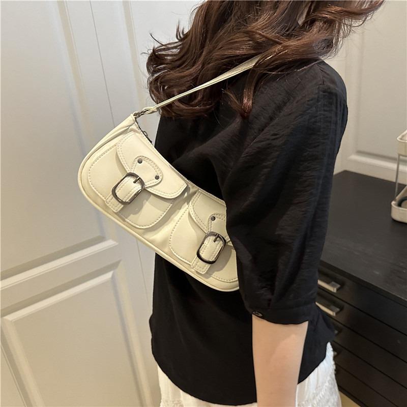 Solid Color Retro Summer Casual Fashion Handheld Underarm Shoulder Women's Baguette Bag New Commuter Bag
