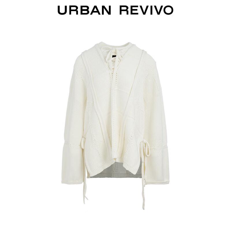 UR Women's 2025 Spring Textured Tie-Front V-Neck Knit Sweater