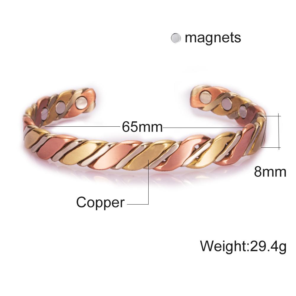 Vinterly Twisted Magnetic Bracelets Pure Copper Adjustable Cuff Vintage High Magnet Benefits Health Energy Jewelry for Women