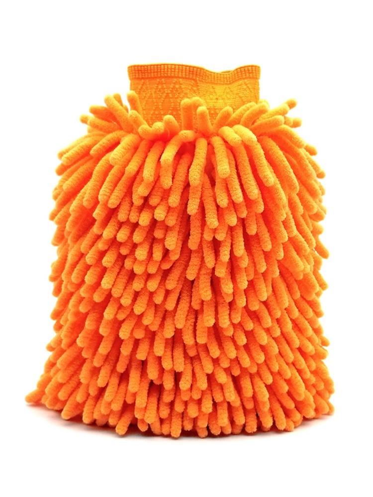 

Рукавица для мытья автомобиля из микрофибры, двухсторонние перчатки из шенилла, ультраабсорбирующая губка для мытья автомобиля, не царапающая кожу, чистка автомобиля из микрофибры оранжевый