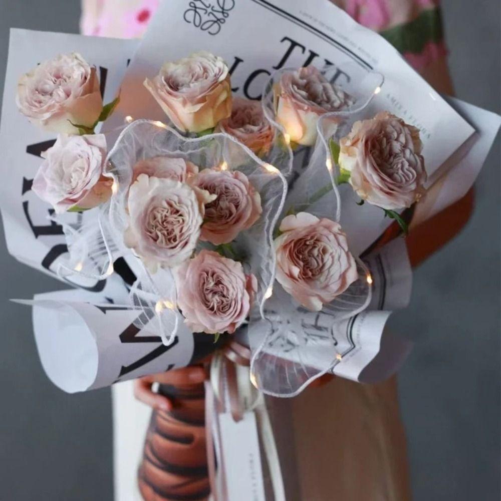 Lace Mesh LED Packaging Tulle Cloth Gift Wrapper Decoration Florist Bouquet Packaging  Wedding