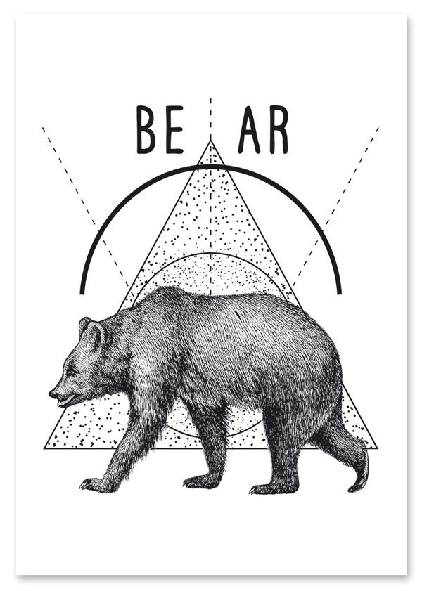 Poster Bear Geometry Dotwork