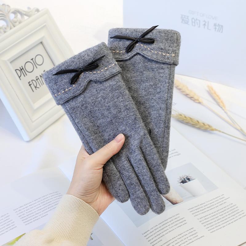Wholesale Warm Touch Screen Outdoor Cycling Custom Women Fleece Wool Winter Gloves серый