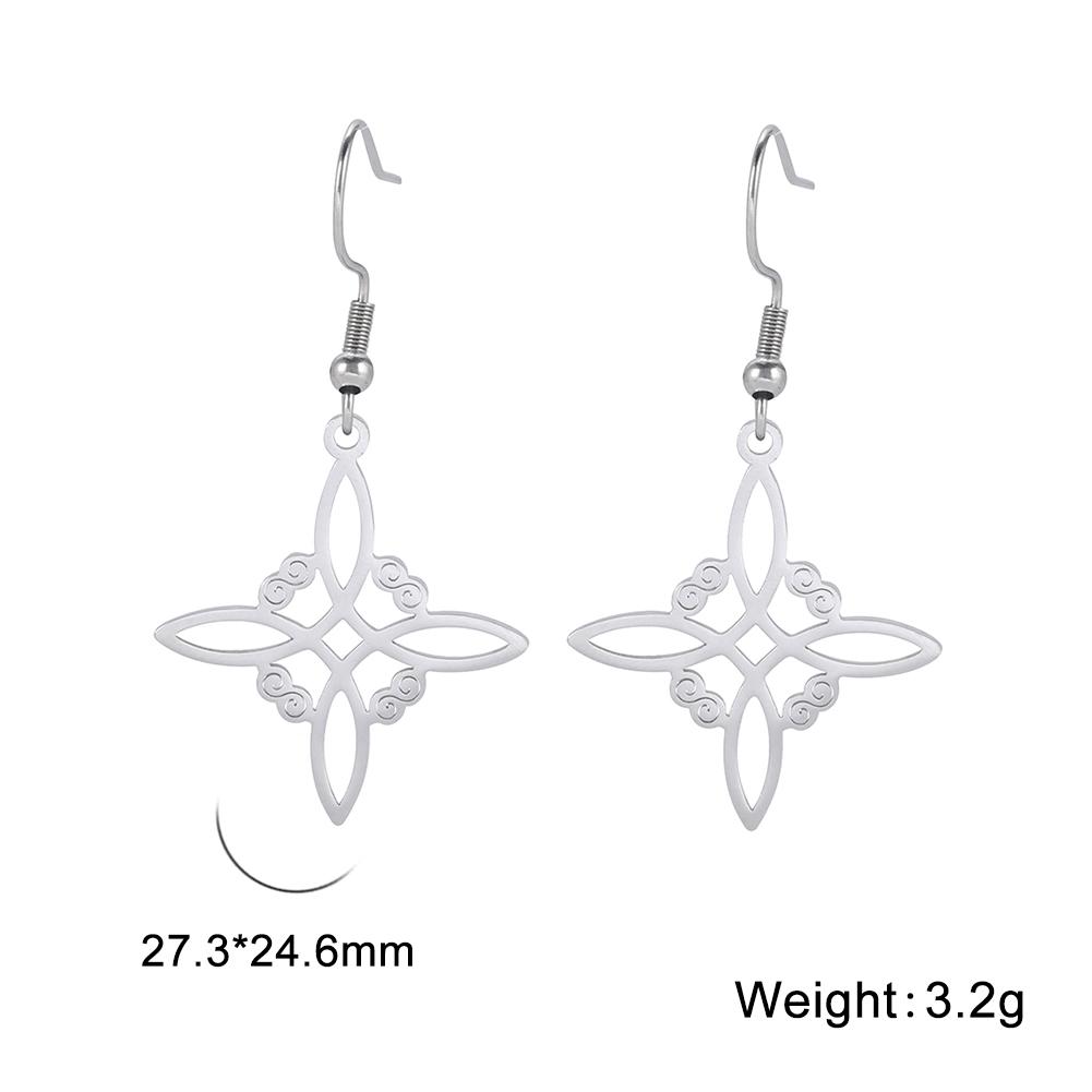 Skyrim Amulet Witch Knot Earring for Women Stainless Steel Witchcraft Drop Earrings Supernatural Wiccan Jewelry Christmas Gift