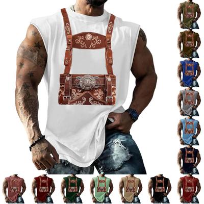 Men's Sleeveless Tank Top Loose Fit Textured Print Casual Streetwear Tank Top for Sports Vacation Daily Wear