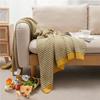 Nordic Style Knitted Casual Throw Blanket Office Nap Throw Portable Blanket Yellow Woven Shawl