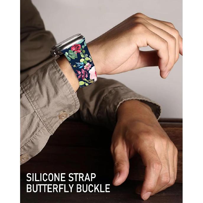 Sport Watch Bands Compatible with Apple Watch Band 38mm 40mm 41mm for Women Men, Adjustable Soft Silicone Replacement Smartwatch Wristband for iWatch