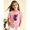 European Sizes Girls' Casual Trendy Short Sleeve Round Neck T-Shirt,  Fashionable Individual Trendy Print T-Shirt Versatile, Comfortable Fabric