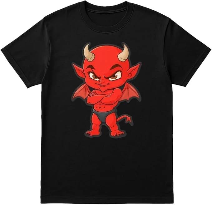 Unisex Devil Cartoon T-Shirt – Black Funny Graphic Tee for Men & Women