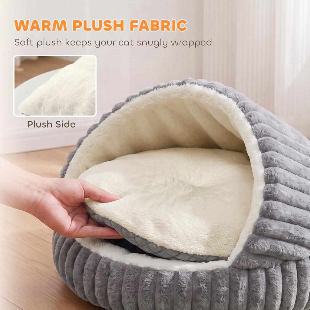 Cat Bed for Indoor Kittens w/ Non-Slip Bottom, 50 x 50 x 32 cm, Grey