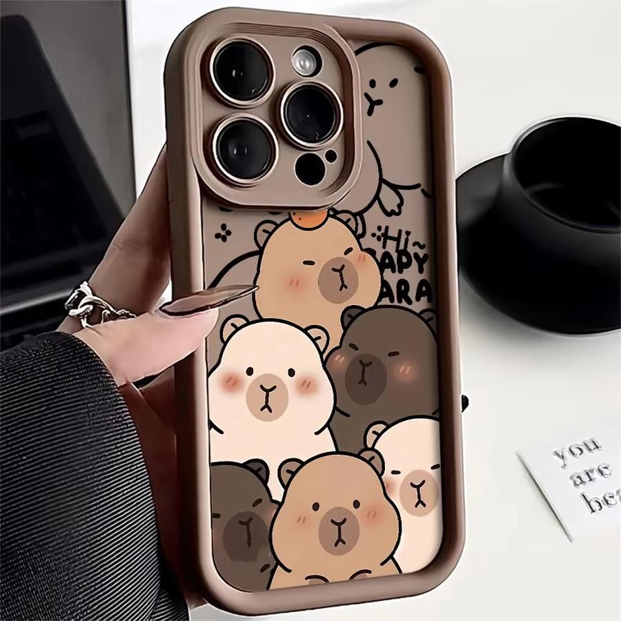 Cute Capybara Silicone Phone Case For iPhone 11 12 13 14 15 16 17 Pro Max X XS XR 7 8 Plus 16E Shockproof Bumper Soft Cover