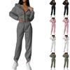Women's Color Waist,cinching Hooded Sweatshirt And Pants Set, Sporty Casual Two,Piece Set