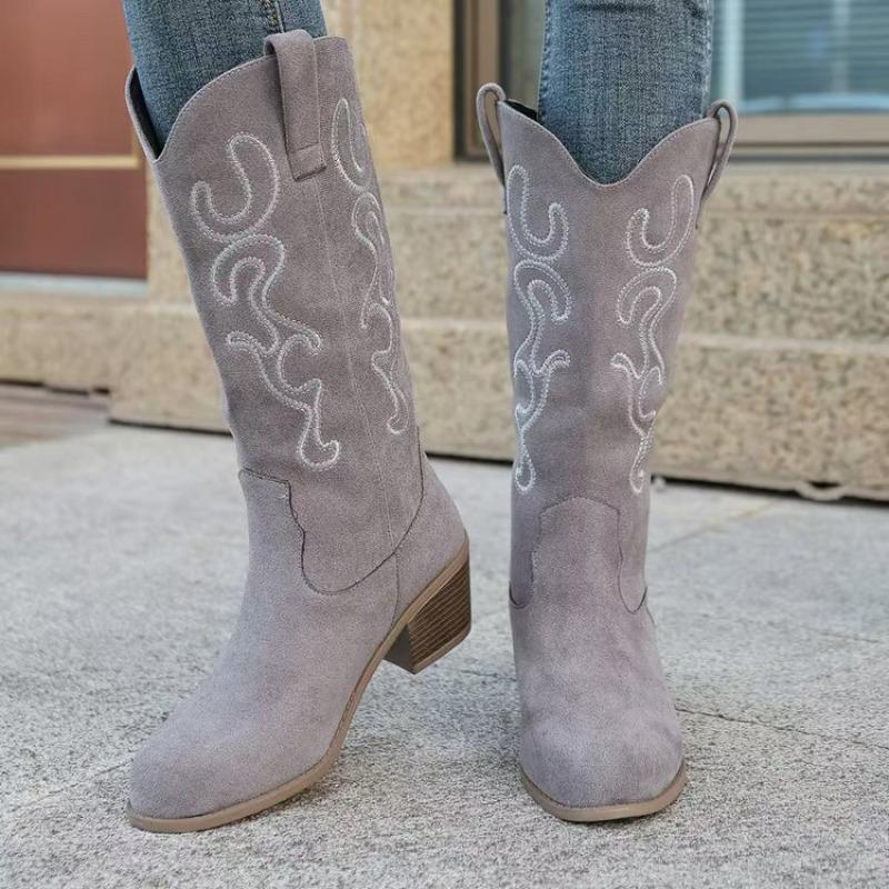 Plus-size Boots with Thick Heels, Retro Style, Anti-slip, Women's Shoes, High Boots