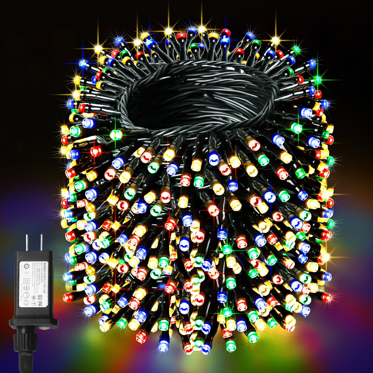 

cshare 40 м 400-LED Уличная Гирлянда, Разноцветная, 8 Режимов, Память и Таймер, Соединяемая, Адаптер AC 30 В