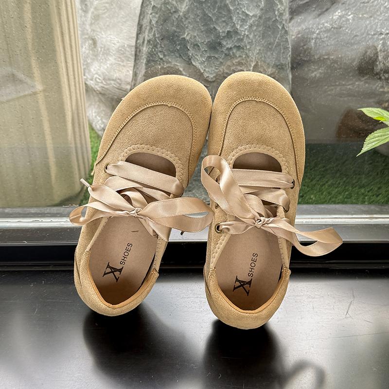 Fashion French Vintage Women 2025 Spring Fall Bow Ballet Shoes Mary Jane Shoes Soft Flat Casual Single Shoes