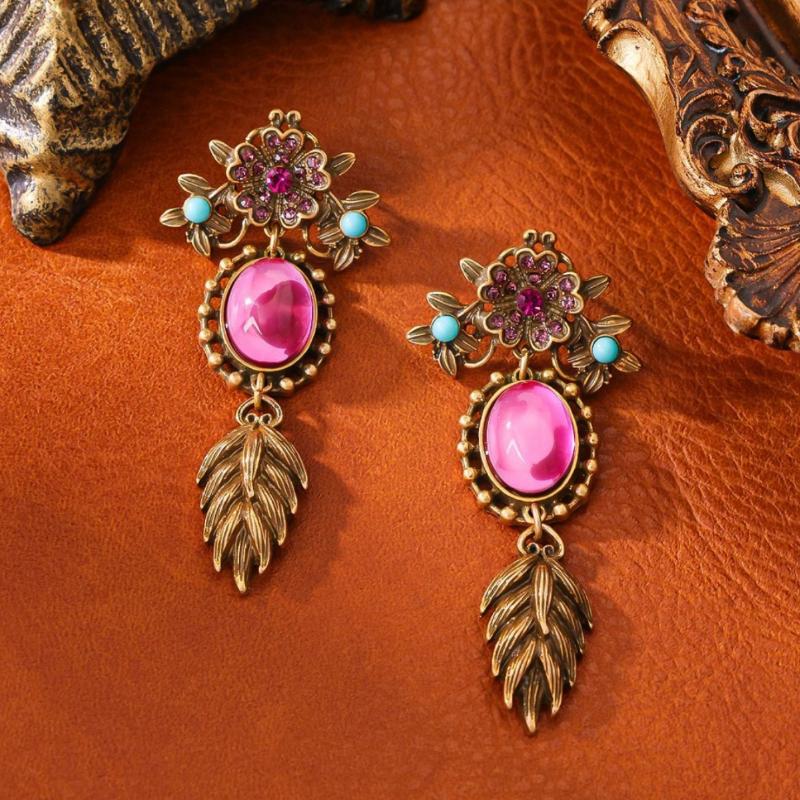 Retro Elegant Bow-Shaped Earrings Palace Style Freshwater Pearl Enamel Painted Ear Ornament For Women Party Jewelry Gift