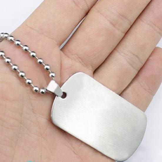 Men's Women's Punk Fashion 316L Stainless Steel Polished Rectangular Dog Tag Necklace