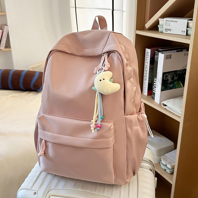 

Новый школьный рюкзак большой вместимости для девочек, учениц средней школы и девочек, простой японский рюкзак для старшеклассниц no pendant розовый