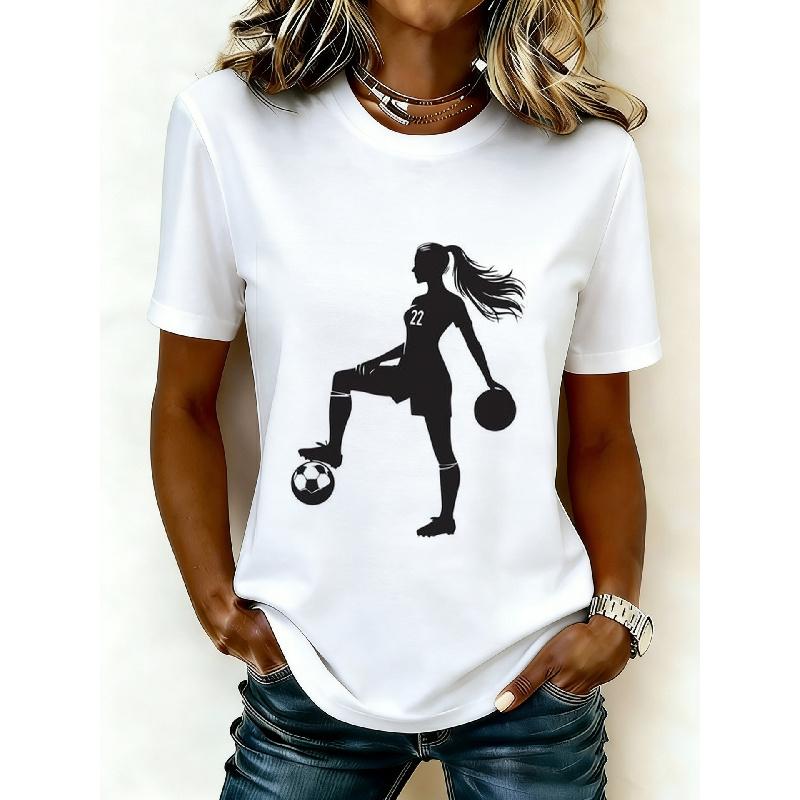 2026 Casual Women's Short-Sleeve T-Shirt with USA-Canada-Mexico World Cup Football Match Print