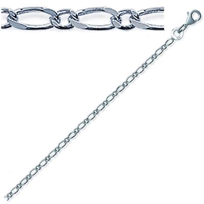 [Q8439] - Silver Ankle Chain 'Figaro 1' Silver (rhodium-plated) - 25 Cm 1. 9 Mm