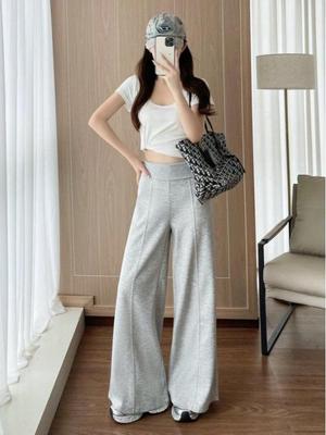 Women's High-Waisted Wide-Leg Pants - Autumn/Winter 2026, Slimming Casual Sweatpants, Premium Sportswear