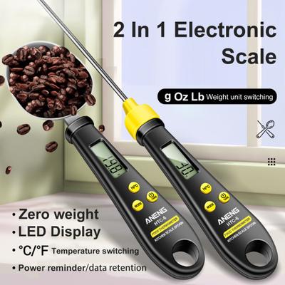 1 sada 2v1 multifunkční lžícový LCD displej Přesná nerezová sonda Pevná kapalina Ingredience Měřicí váha Teploměr Kuchyň