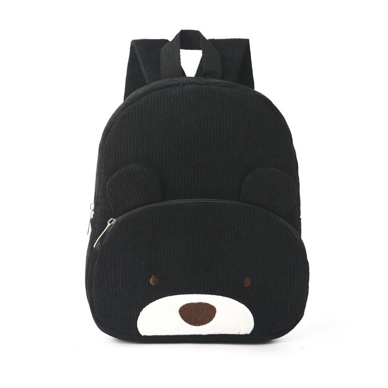 Corduroy backpack large capacity student cartoon bear schoolbag fashion casual high value cute backpack