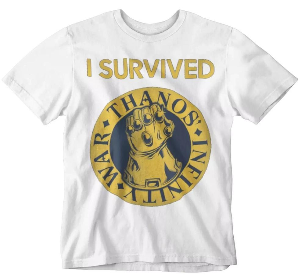 

I Survived Thanos T-Shirt Retro Cool Gift Tee Marvel Infinity War Movie UK Unisex T-Shirt XL